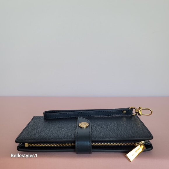 MICHAEL KORS Bifold Pebbled Leather Large Wallet/Wristlet- Navy color 🎈$88.⭐ - Picture 10 of 16